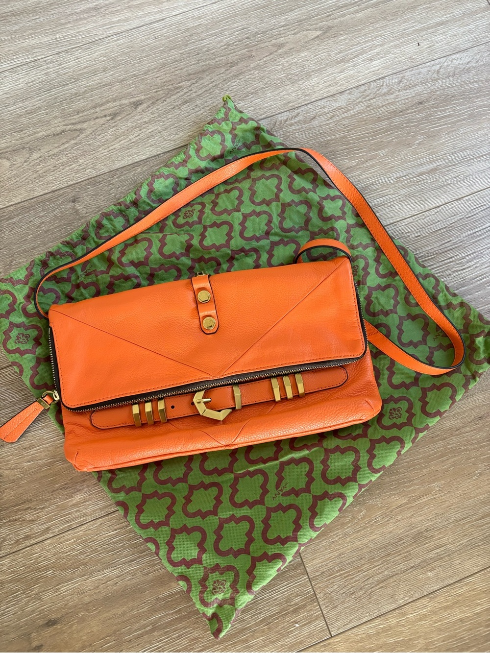 Orange Leather Crossbody Bag